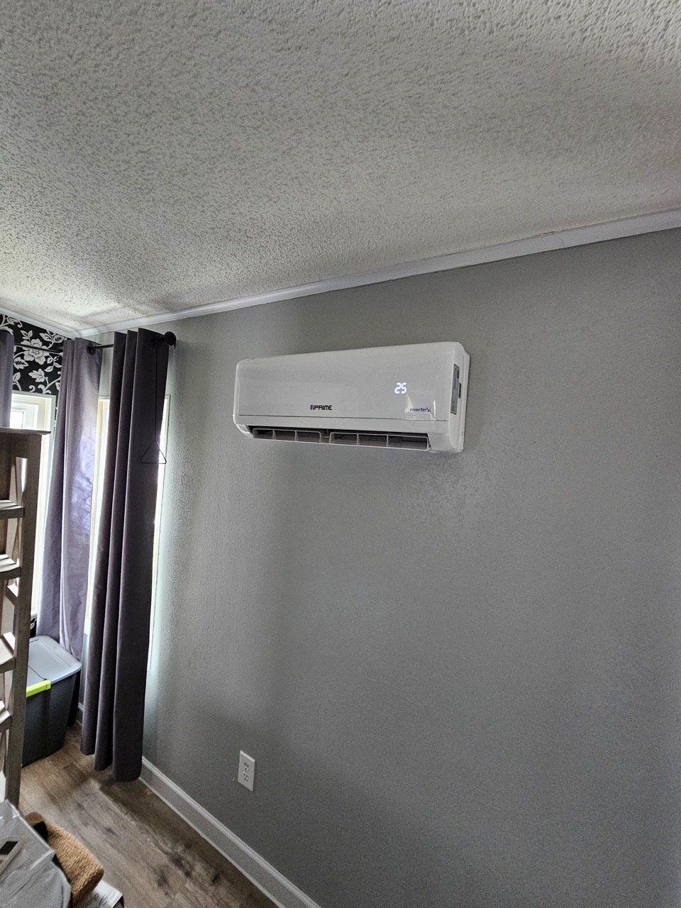 Ductless mini-split AC installation, indoor wall unit